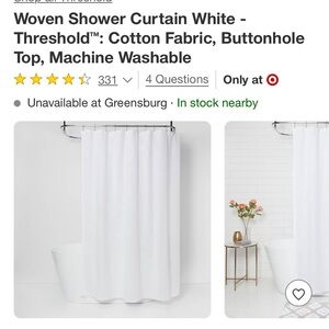 NWT White Woven Shower Curtain